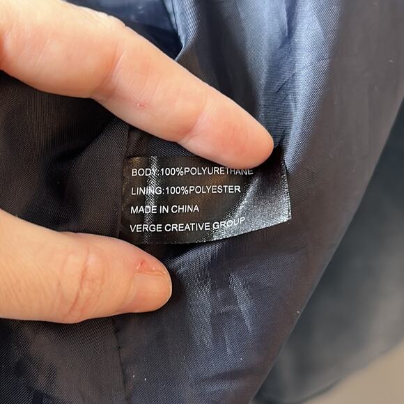 Saks Fifth Avenue Open Shopping Tote Faux Leather/Suede Blue Shoulder Bag 21x15 - Picture 7 of 13